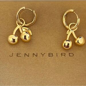 Cherry Drop Earrings in Gold by Jenny Bird